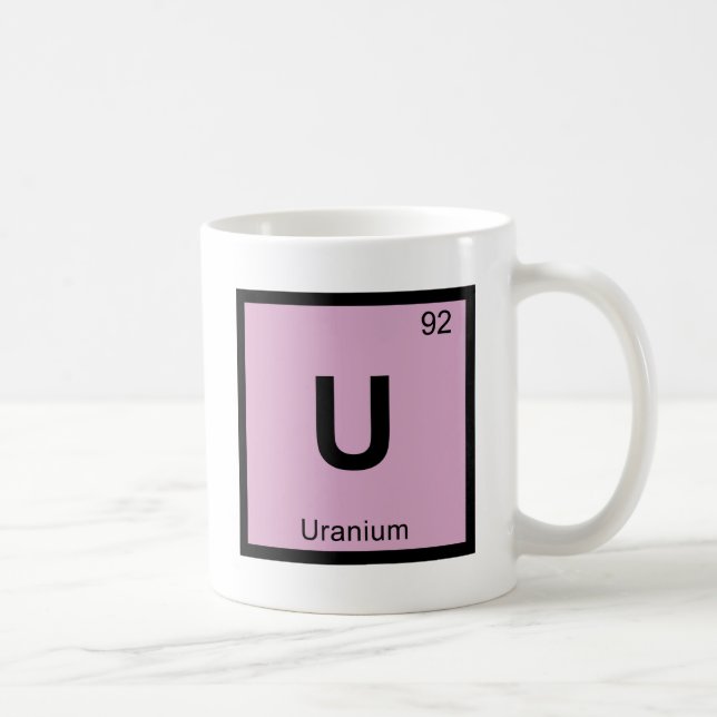 U - Symbol för bord för urankemi periodiskt Kaffemugg (Höger)