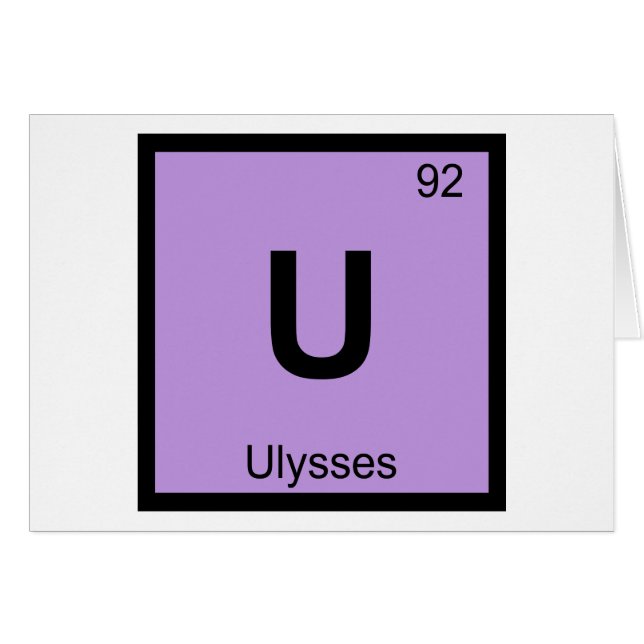 U - Ulysses Grekisk kemi periodiska systemet Hälsningskort (Framsidan Horizontal)