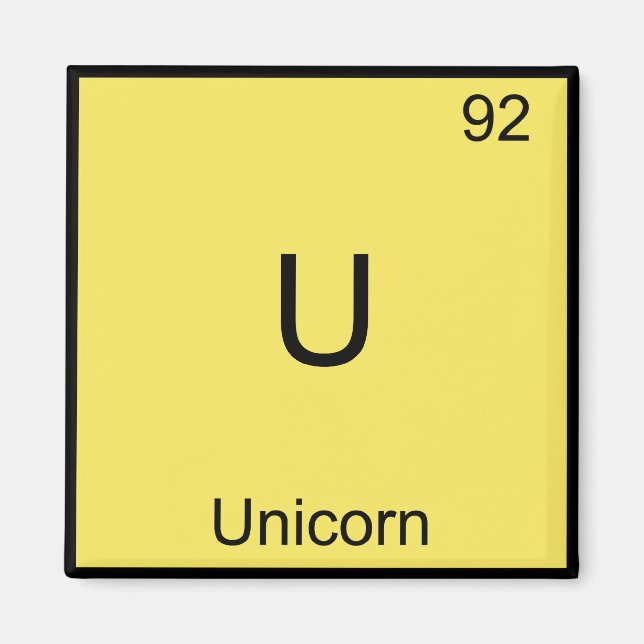 U - Unicorn Funny Chemistry Inslag Symbol Tee Magnet (Framsidan)