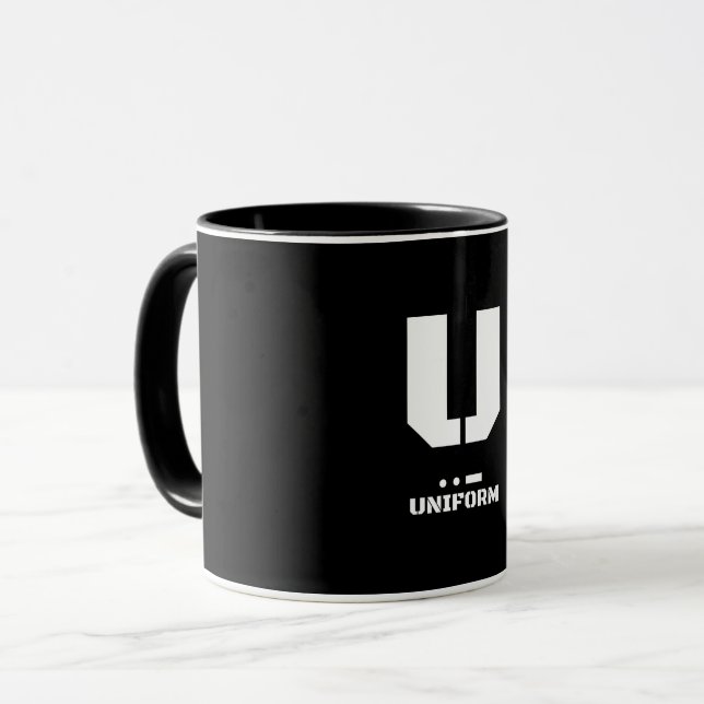 U(Uniform) Natos fonetiska alfabet och morsekod Mugg (Framsida vänster)