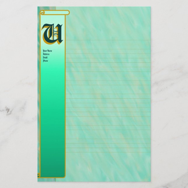 U Ursprunglig"Vind för kalk" ("Teal") Inledande Br Brevpapper (Framsida)