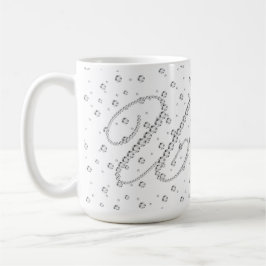 U Utskrift av inledande monogram vita diamanter Kaffemugg