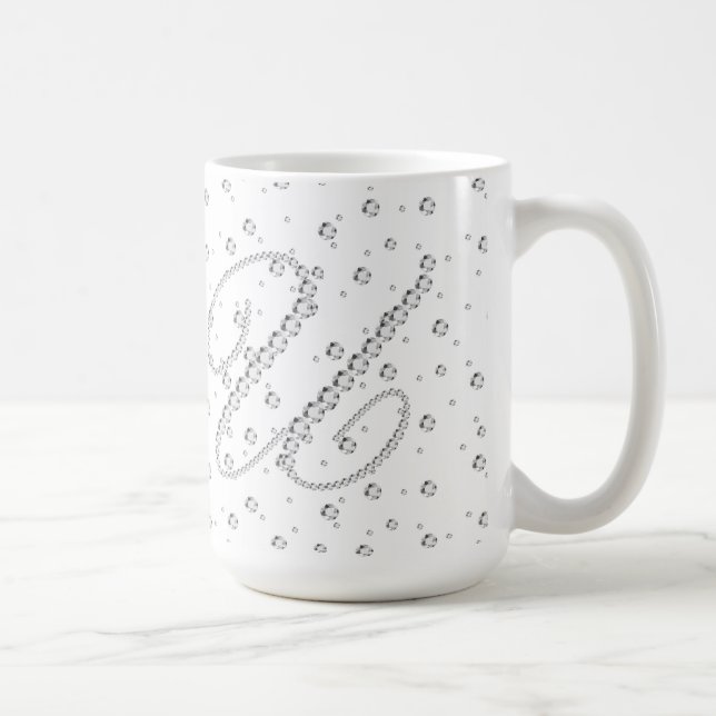 U Utskrift av inledande monogram vita diamanter Kaffemugg (Höger)