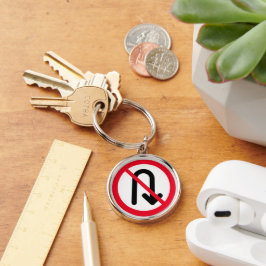 U Vrid förbjudet | Premium Keychain Rund Silverfärgad Nyckelring