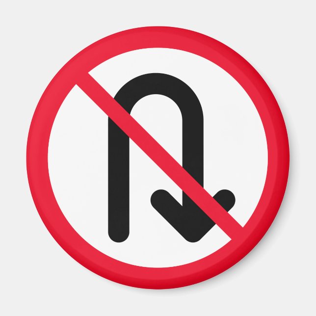 U Vrid förbjudet | Rött cirkeltecken | Magnet (Framsidan)