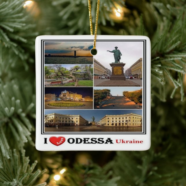 UA003 ODESSA I KÄRLEK, Ukraina, Europa. Julgransprydnad Keramik (Träd)