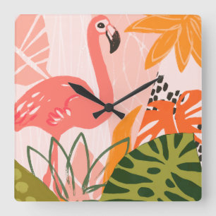 UA Jungle Flamingo II Fyrkantig Klocka
