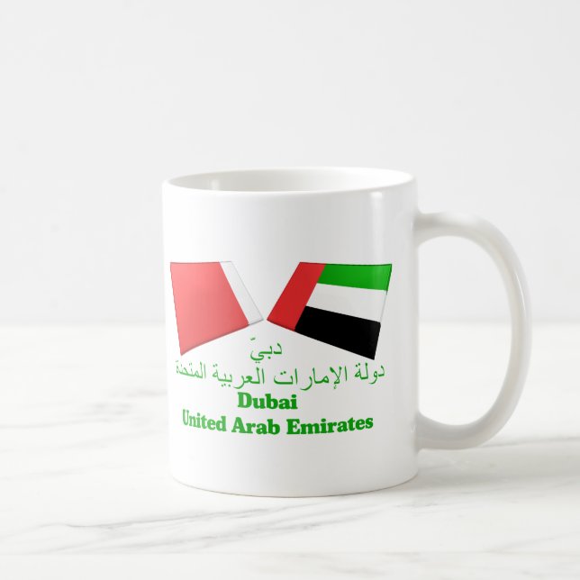 UAE & den Dubai flagga belägger med tegel Kaffemugg (Höger)