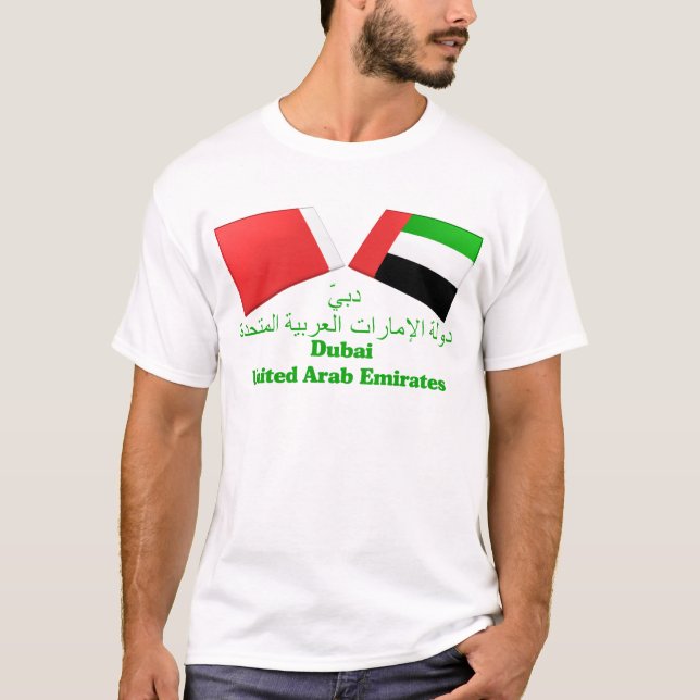 UAE & den Dubai flagga belägger med tegel T-shirt (Framsida)
