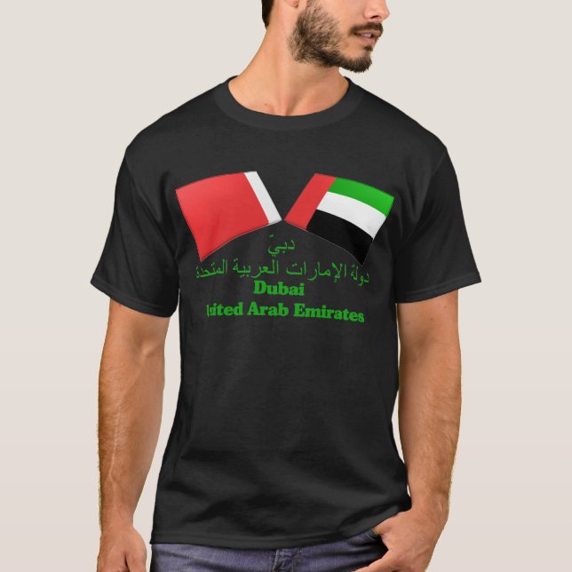 UAE & den Dubai flagga belägger med tegel T Shirt (Framsida)