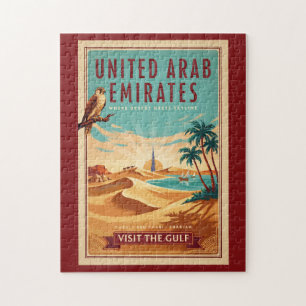 UAE Dubai Fågel Fälten Illustration Resa Konst Pussel