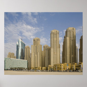 UAE, Dubai, Marina. Bostadsbosättning i Jumeirah Poster