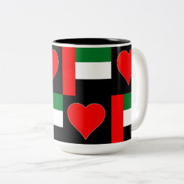 UAE Flagga Heart Roligt Patriotic Förenade Arabemi Två-Tonad Mugg