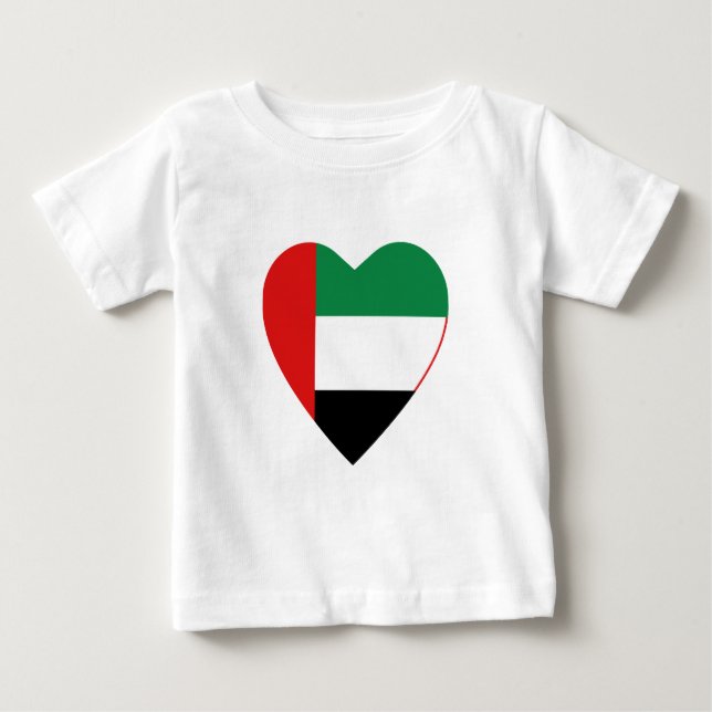 UAE Flagga Heart T-Shirt (Framsida)