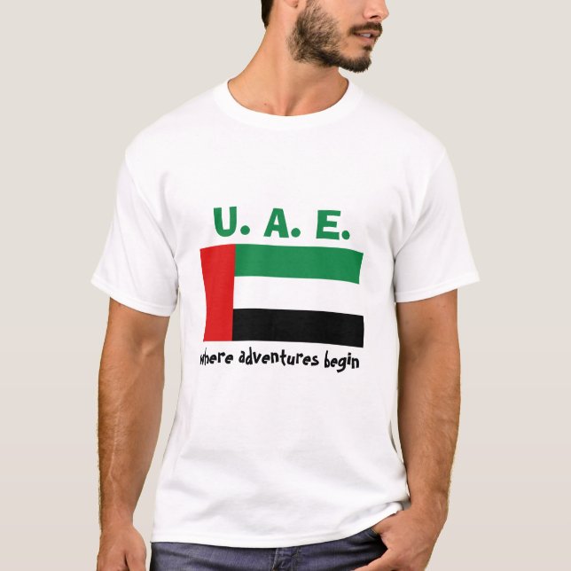 Uae-flagga + Karta + TextT-tröja Tee Shirt (Framsida)