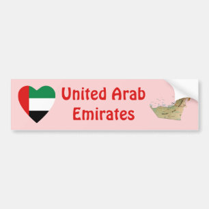 Uae-flaggahjärta + Kartabildekal Bildekal