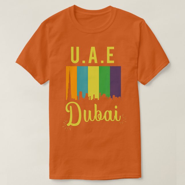 UAE Förenade Arabemiraten Abu Dhabi Dubai Skyline  T Shirt (Design framsida)