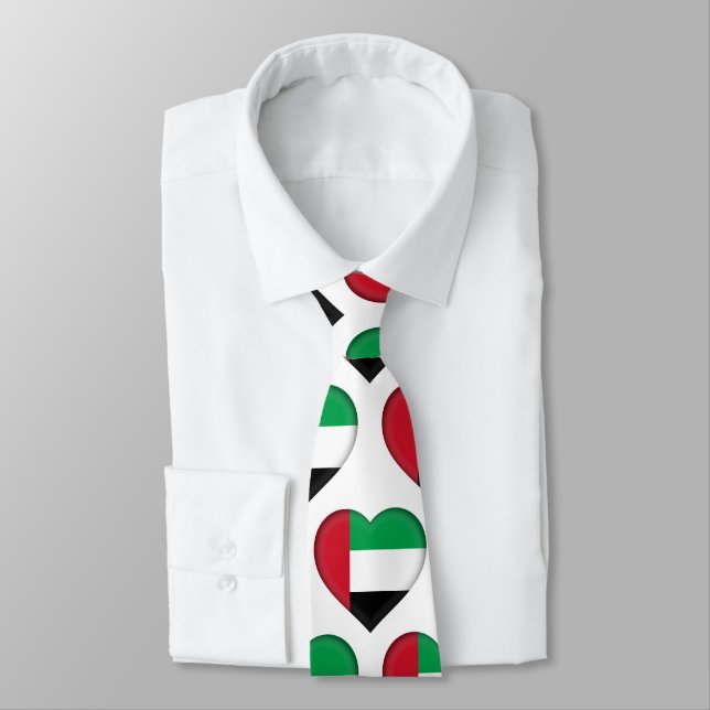UAE Förenade Arabemiraten Flagga Färg Heart Mönste Slips (Bunden)