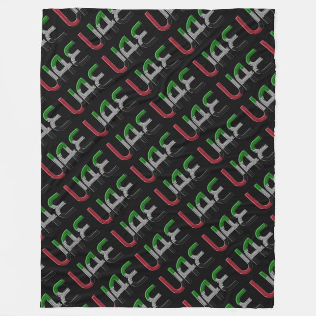 UAE Förenade Arabemiraten Flagga Färg Typografi Fleecefilt (Framsidan)