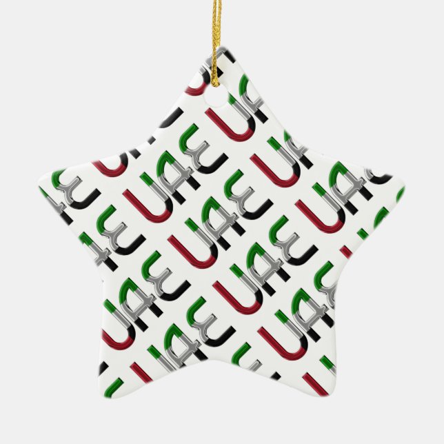 UAE Förenade Arabemiraten Flagga Färg Typografi Julgransprydnad Keramik (Framsidan)