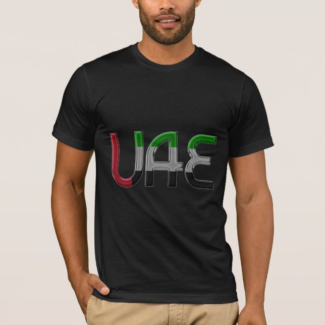UAE Förenade Arabemiraten Flagga Färg Typografi Tee Shirt (Framsida)