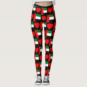 UAE Heart Förenade Arabemiraten Flagga Patriotic Leggings