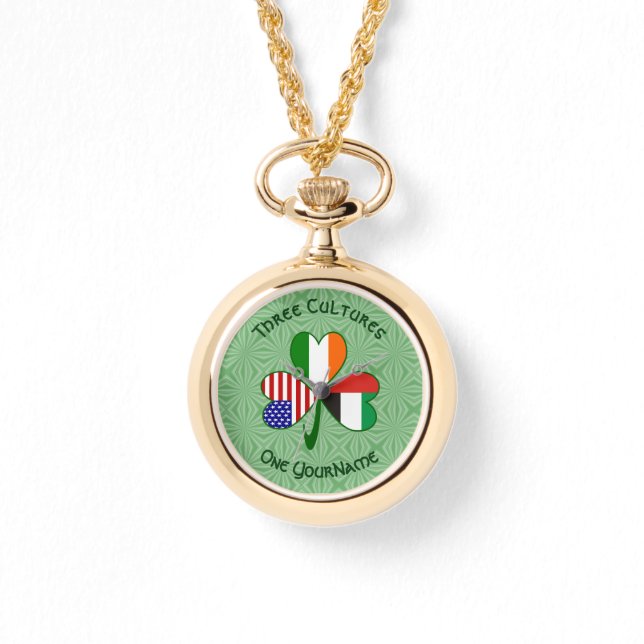 UAE Irish American Shamrock Flagga Personlig Armbandsur (Framsida)