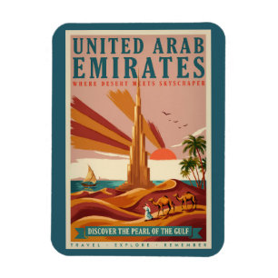 UAE Kamel Burj Khalifa Illustration Resa Konst Magnet