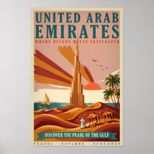 UAE Kamel Burj Khalifa Illustration Resa Konst Poster