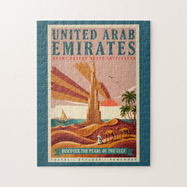 UAE Kamel Burj Khalifa Illustration Resa Konst Pussel (Vertikal)