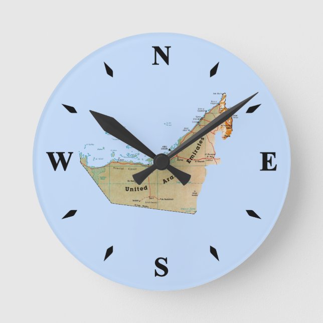 UAE Karta Clock Rund Klocka (Framsida)