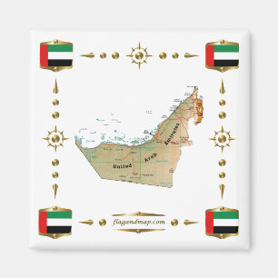 UAE Karta + Flaggor Magnet