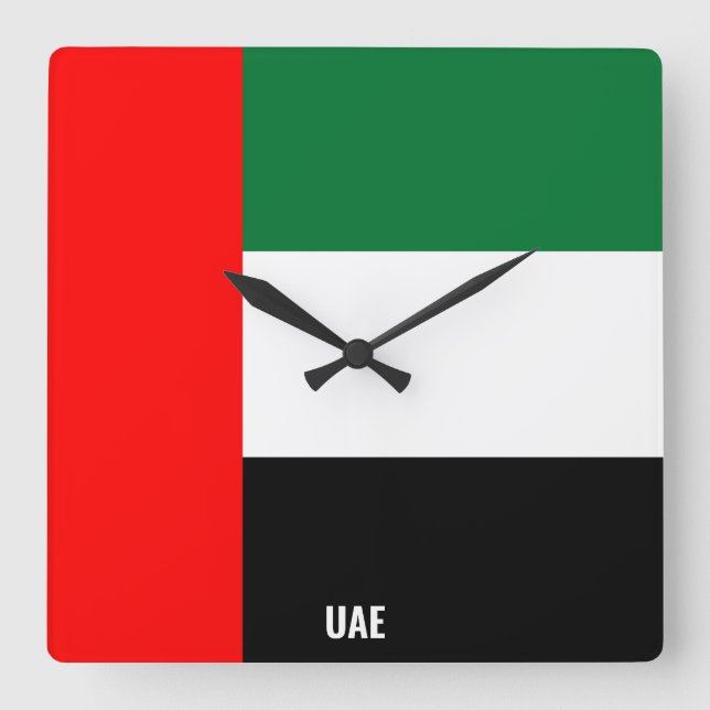 UAE National Flagga Patriotic Fyrkantig Klocka (Framsida)