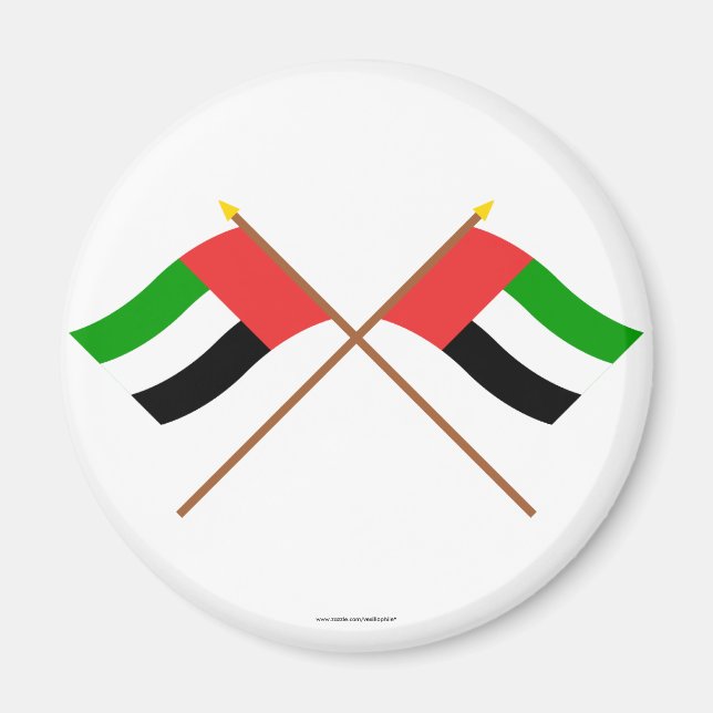 UAE och Fujairah Crossed Flaggor Magnet (Framsidan)