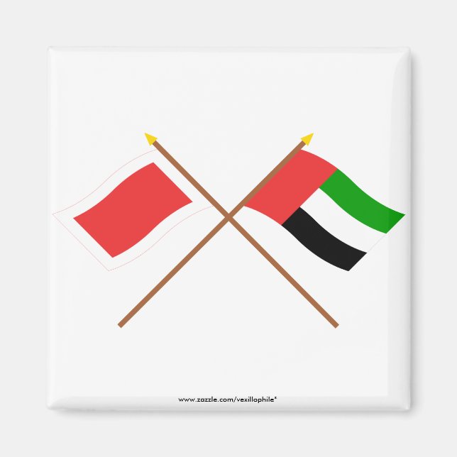 UAE och Sharjah Crossed Flaggor Magnet (Framsidan)