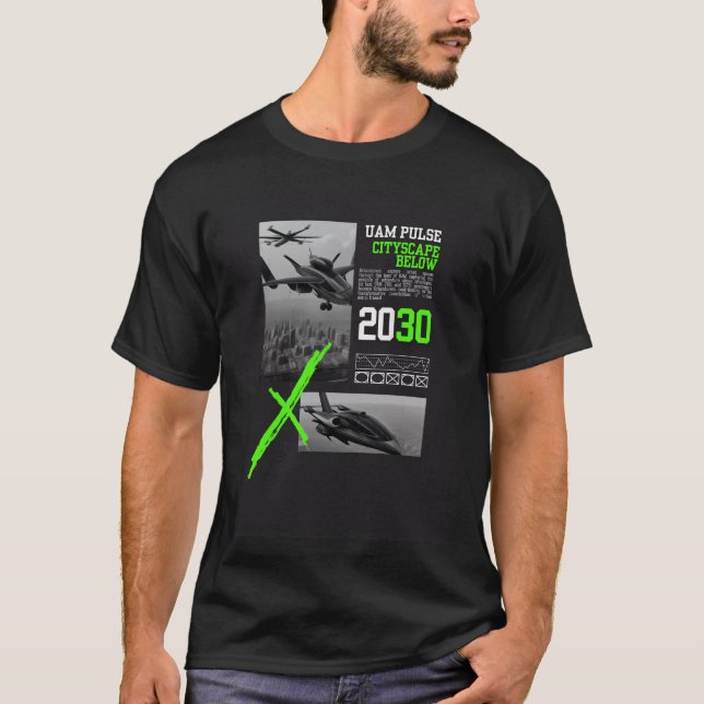 UAM PULSE CITYSCAPE NEDAN FÖR Luft Taxi AAM VTOL T Shirt (Framsida)