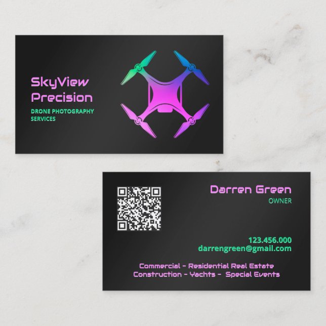 UAV Aerial Drone QR Visitkort (Fram/baksida)