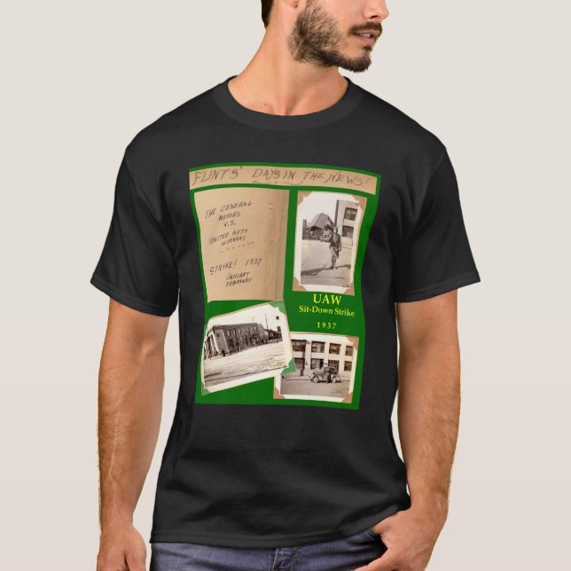UAW 1937 Sitta-Besegrar strejkaskjortaflinta, Tee Shirt (Framsida)