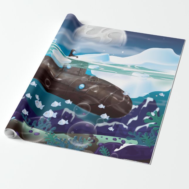 Ubåt Arktiskt Äventyr Presentpapper (Utrullad)