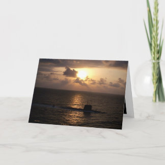 Ubåt och solnedgång kort