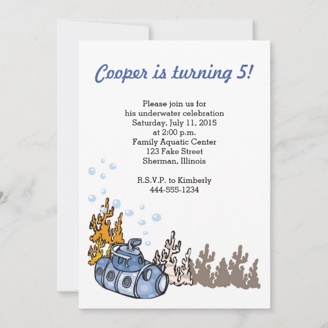 Ubåtpartyinbjudan Inbjudningar (Framsida)