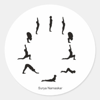 Über Aufkleber – Surya Namaskara Runt Klistermärke
