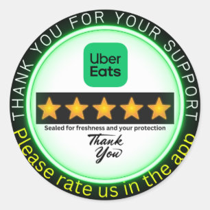 Uber Eats Delivery Sticker Dockning av dörr Dr Runt Klistermärke
