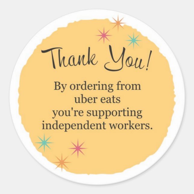 Uber Eats Tack Runt Klistermärke (Framsida)