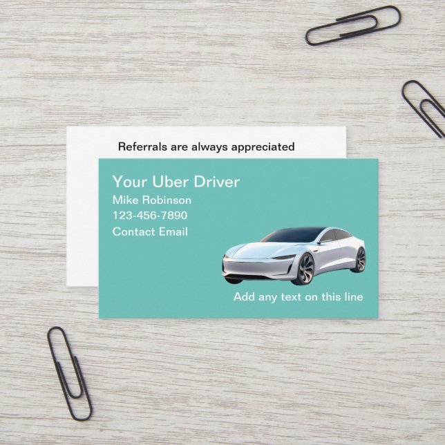 Uber Förare Elbil Tema Affärs Kort (Fram/Back In Situ)