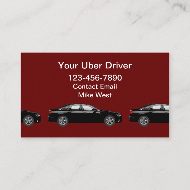 Uber-förare Enkla Lättlästa Affärskort Visitkort (Framsida)
