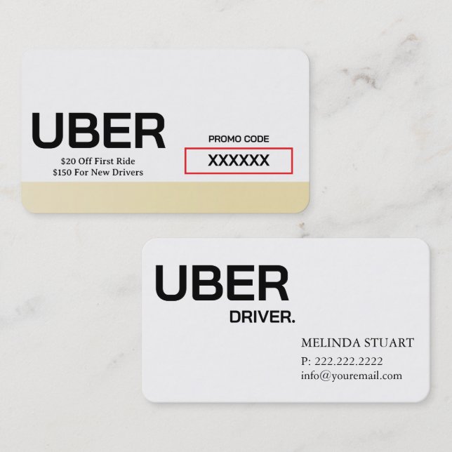 Uber-förare Modern guldgräns Rekommendation Visitkort (Fram/baksida)