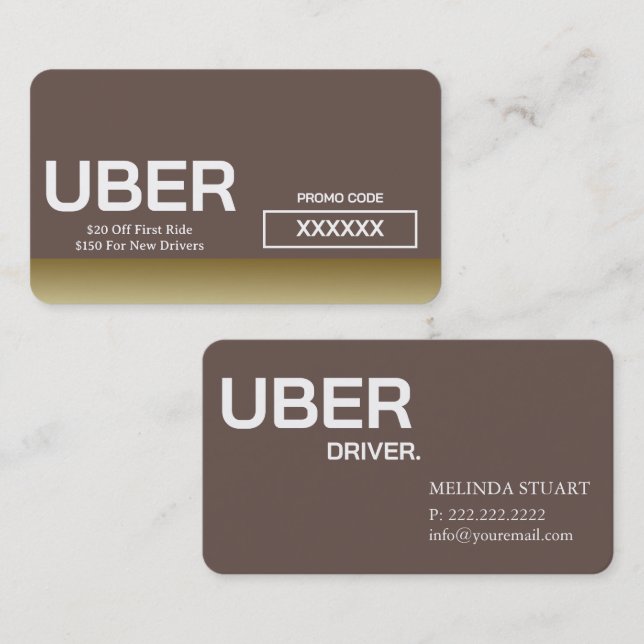 Uber-förare Modern guldgräns Rekommendation Visitkort (Fram/baksida)