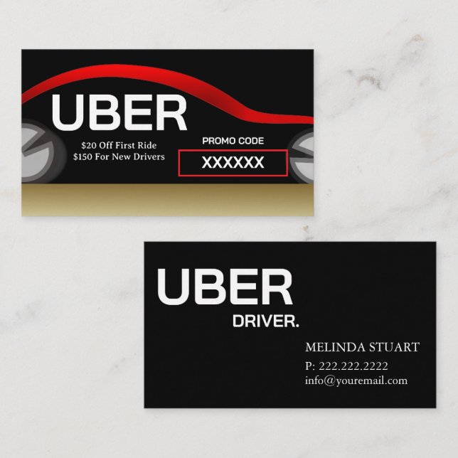 Uber-förare Modern guldgräns Rekommendation Visitkort (Fram/baksida)