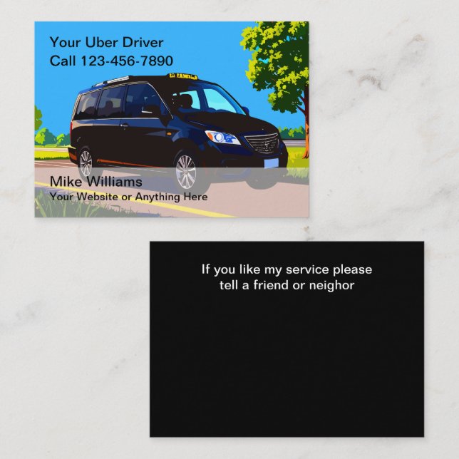 Uber Förarens Kontaktkort För Resebegäran Visitkort (Fram/baksida)